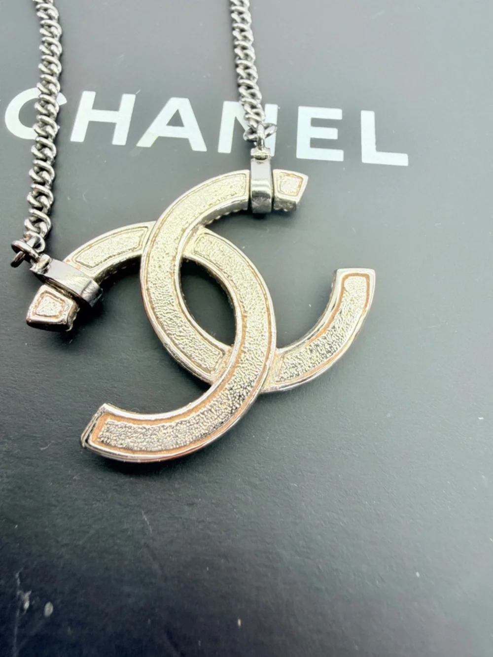 Chanel Crystal CC Pendant Necklace Gold